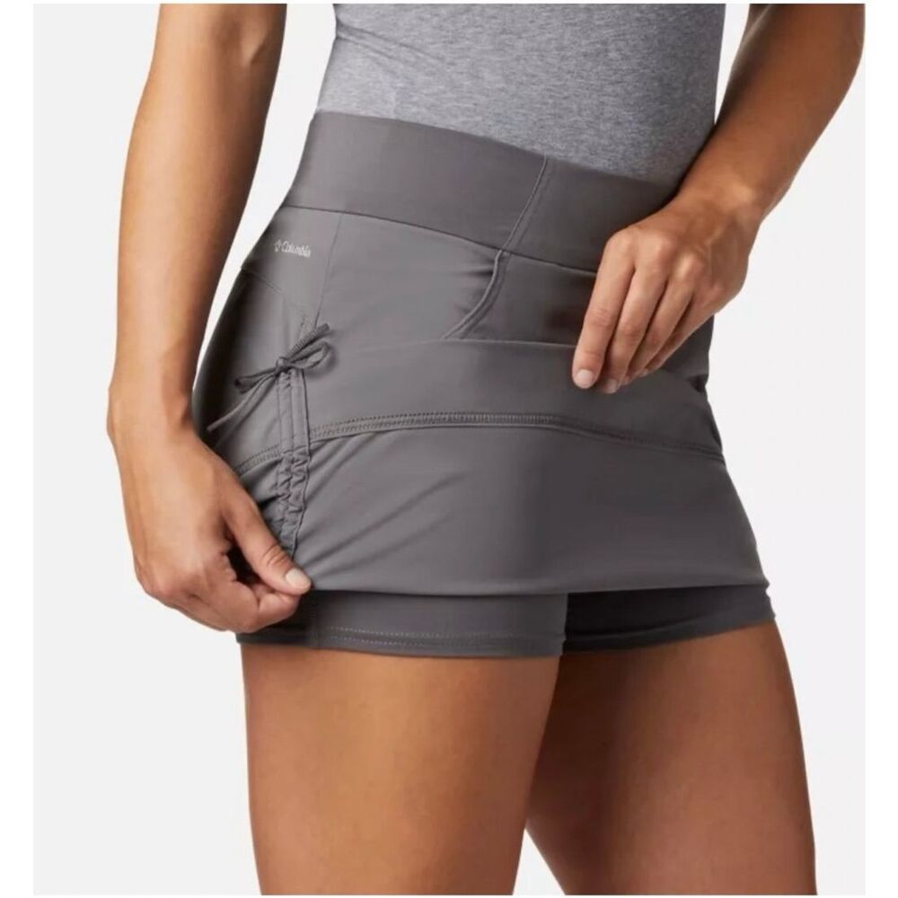 Columbia Omni-Shield Skort L light gray cinched side athleisure outdoor athletic - Picture 2 of 11